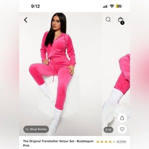 Fashion Nova- The original trendsetter velour set- color Bubblegum